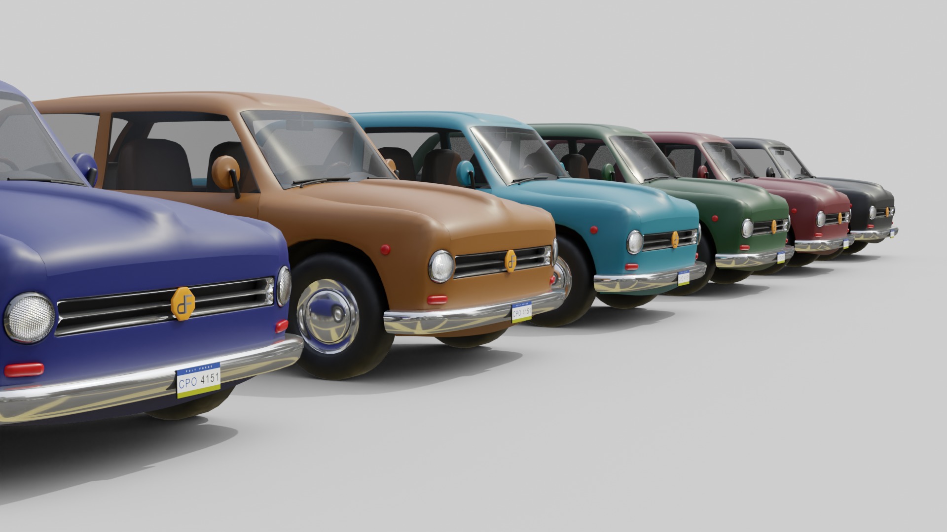 Vintage Sedan Car Game-Ready and Render Asset Low-poly 3D model_10
