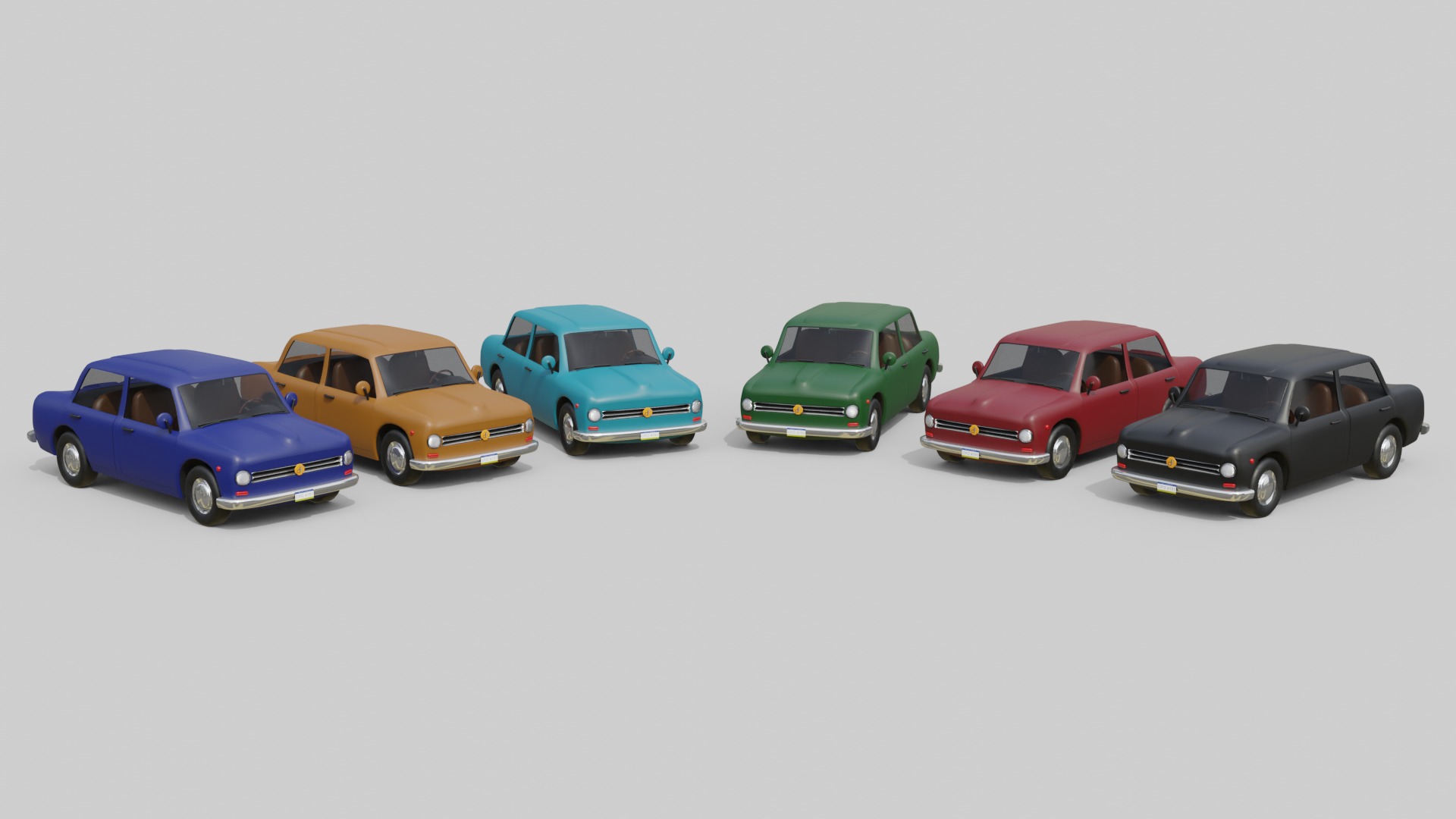 Vintage Sedan Car Game-Ready and Render Asset Low-poly 3D model_11