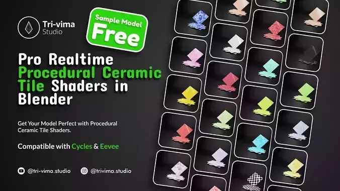 Pro Realtime Procedural Ceramic Tile Shaders for Blender