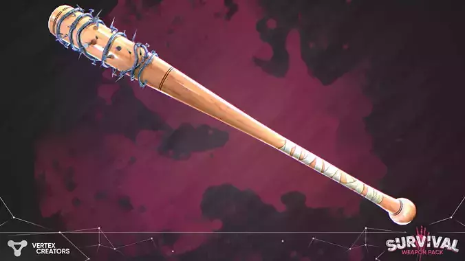 Stilized Survival Baseball bat Low-poly 3D model