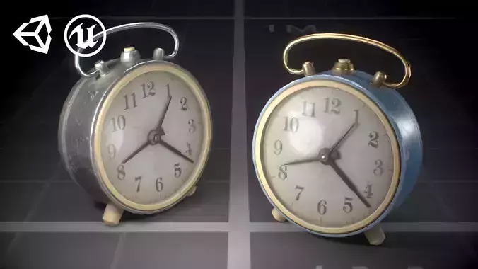 Used Soviet Alarm Clock Low-poly 3D model