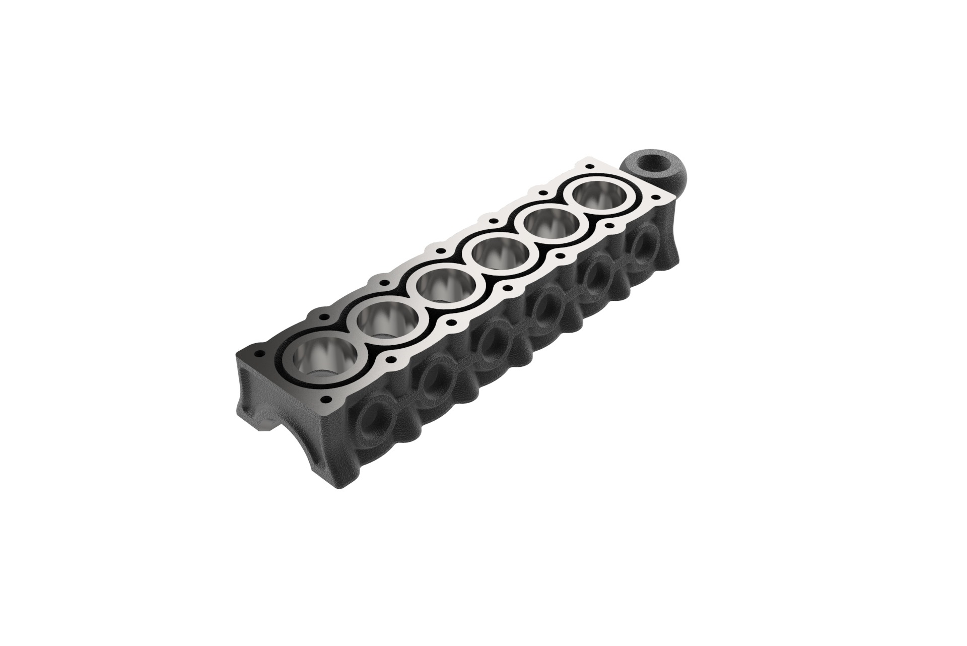 Inline 6 Cylinder Engine Block Keychain 3D print model_7