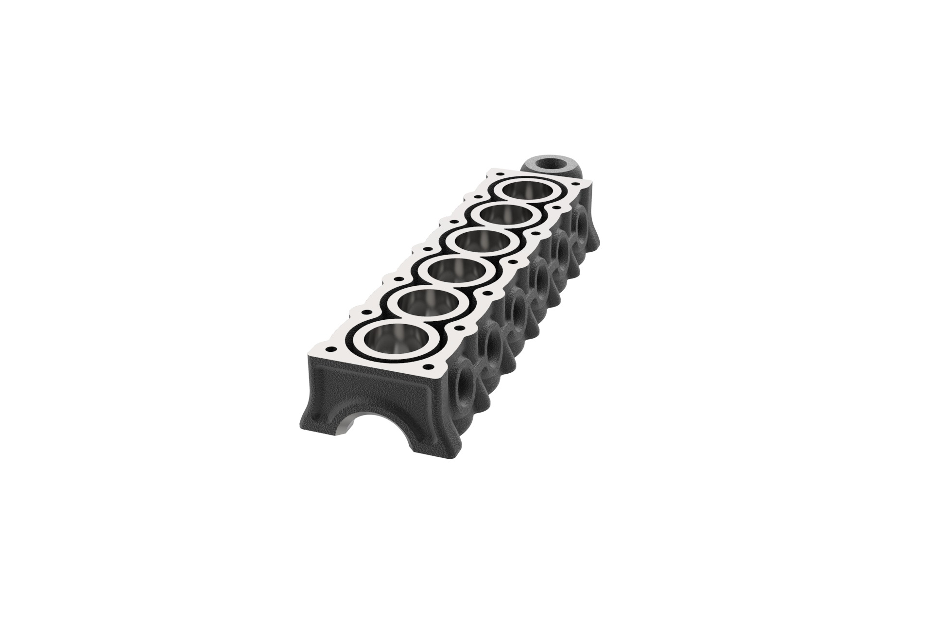 Inline 6 Cylinder Engine Block Keychain 3D print model_6