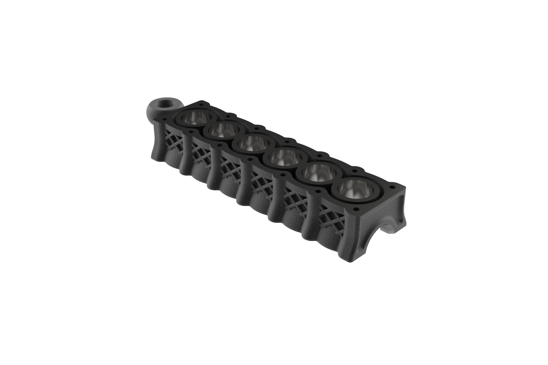 Inline 6 Cylinder Engine Block Keychain 3D print model_2