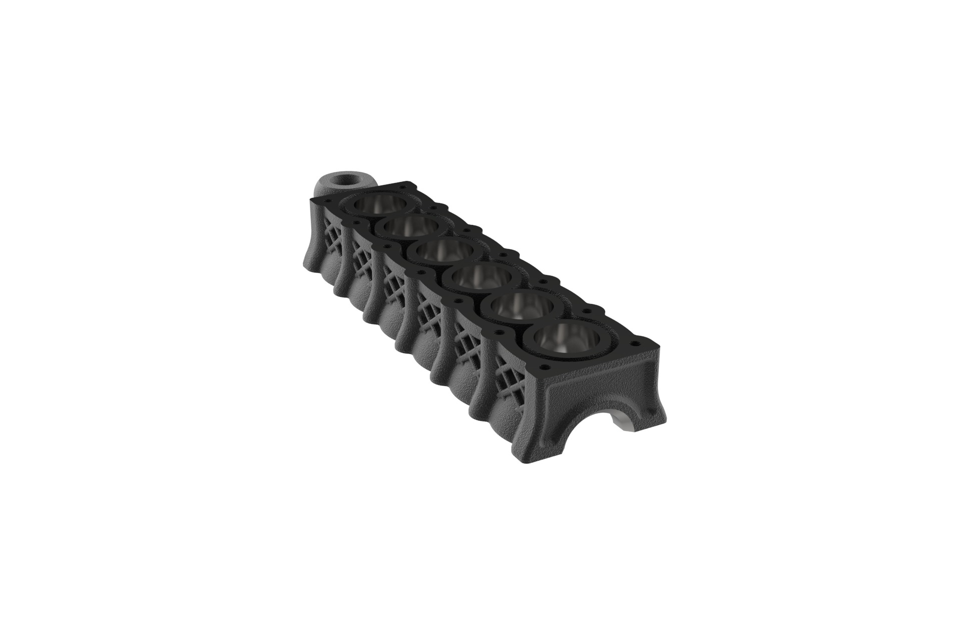 Inline 6 Cylinder Engine Block Keychain 3D print model_3