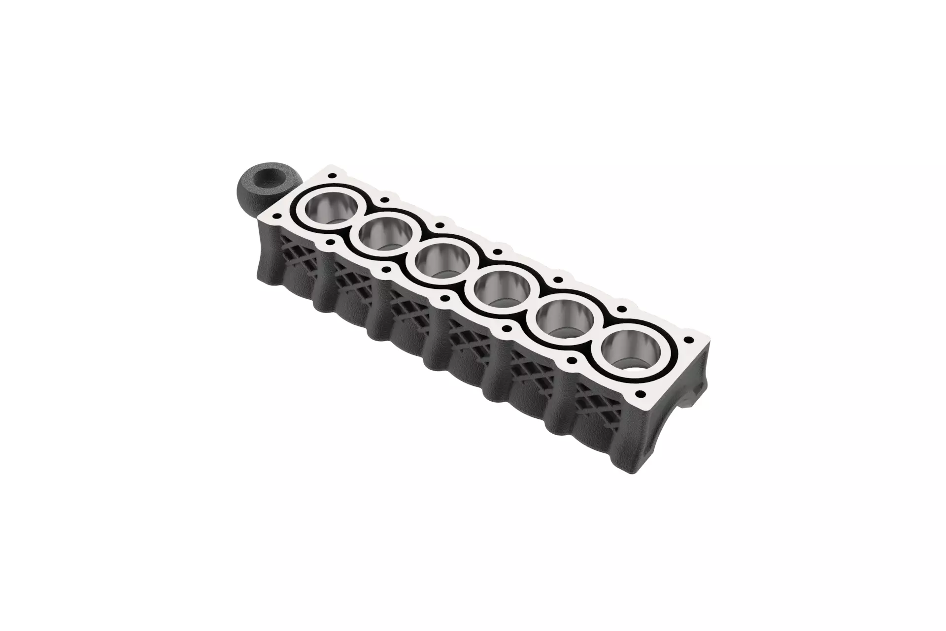 Inline 6 Cylinder Engine Block Keychain 3D print model_0