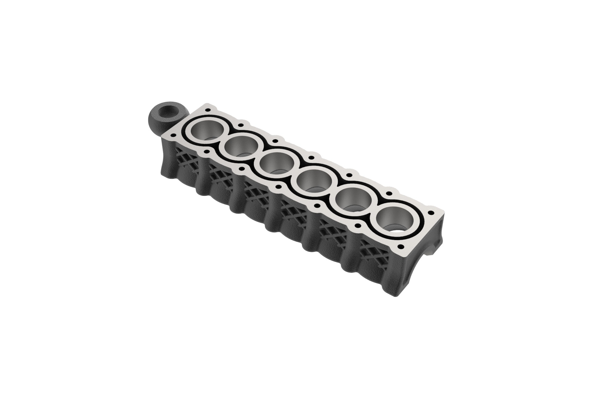 Inline 6 Cylinder Engine Block Keychain 3D print model_18