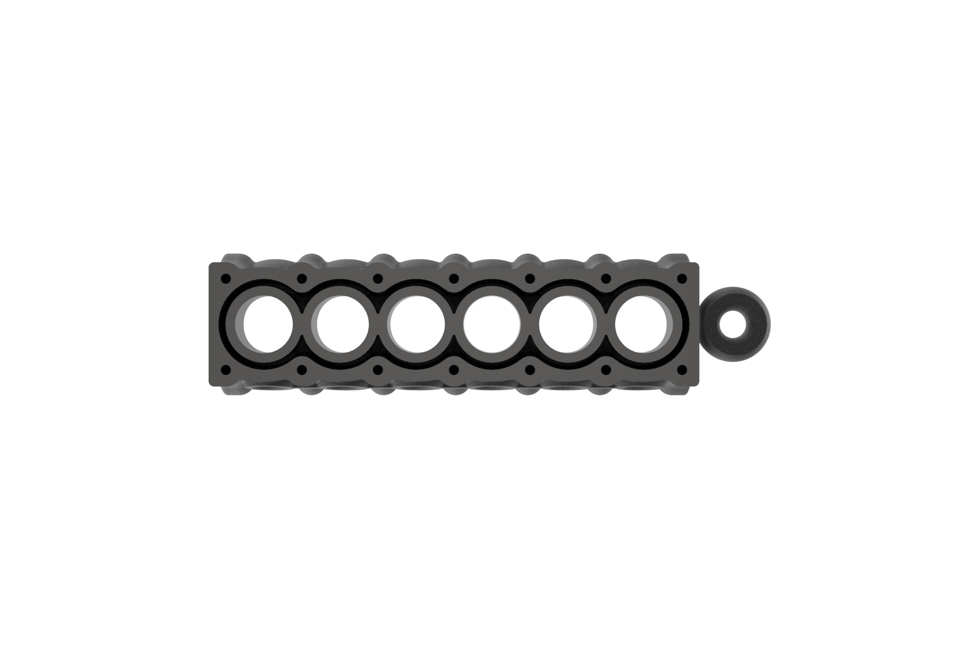 Inline 6 Cylinder Engine Block Keychain 3D print model_17