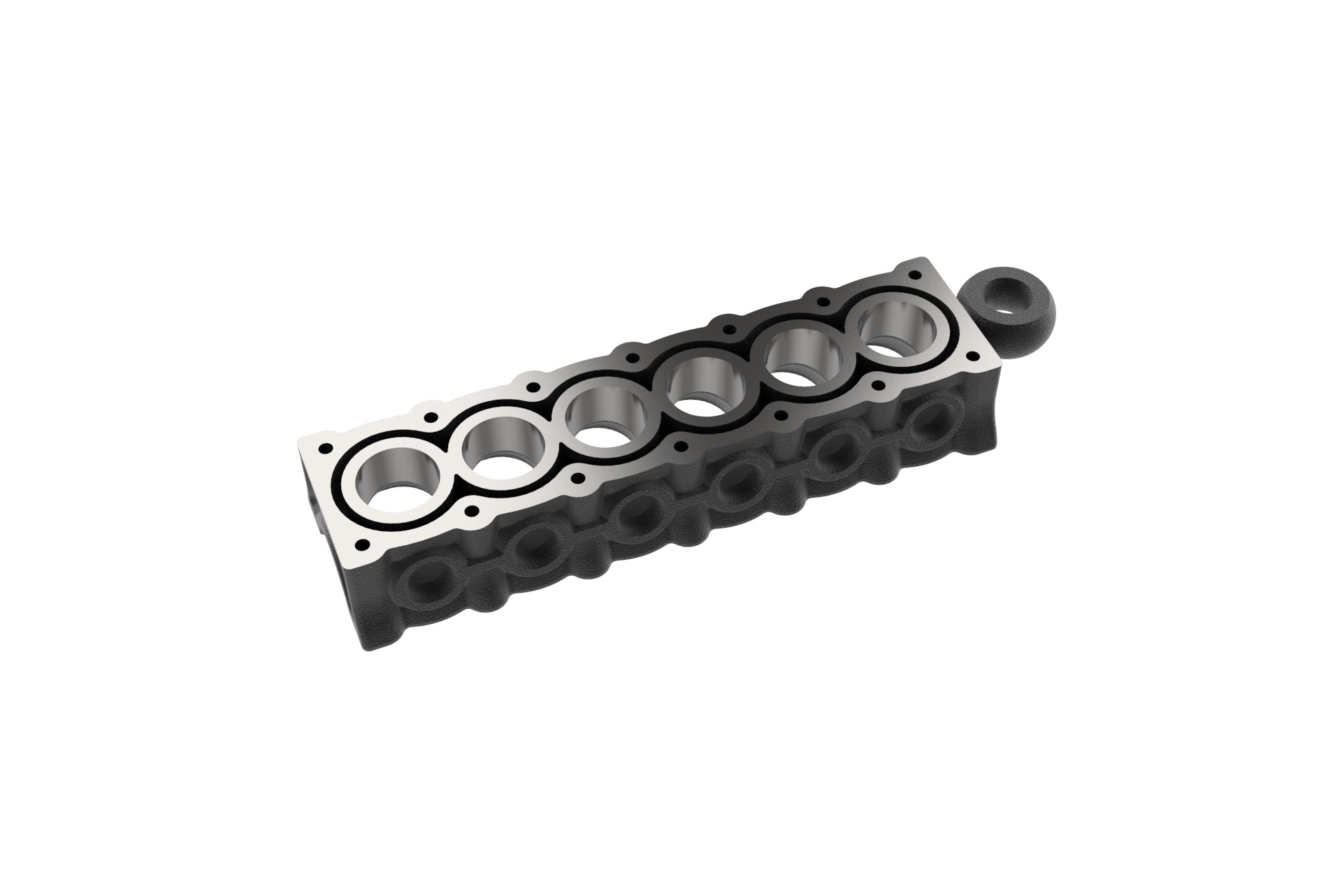 Inline 6 Cylinder Engine Block Keychain 3D print model_9