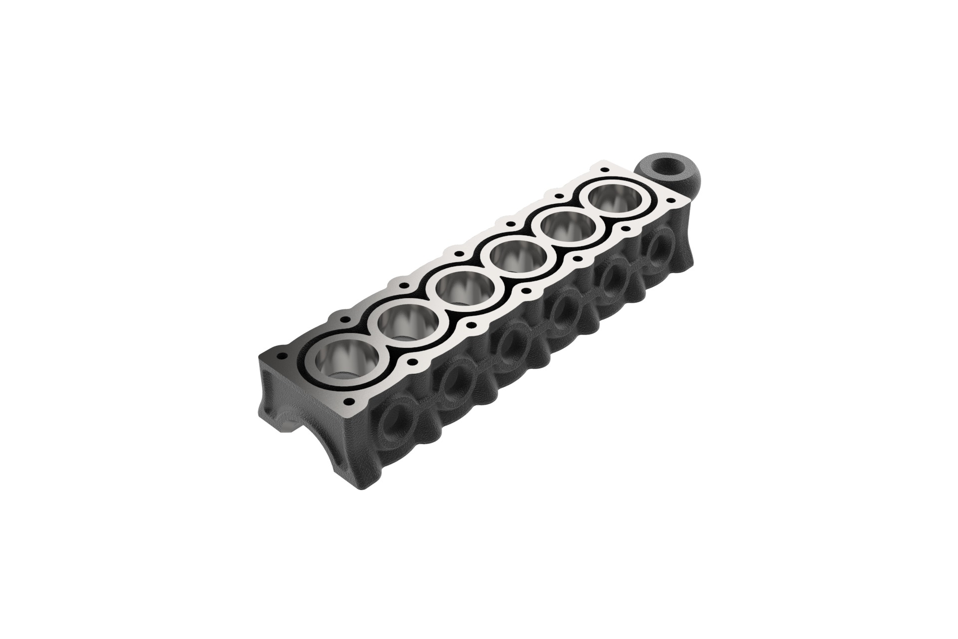 Inline 6 Cylinder Engine Block Keychain 3D print model_8