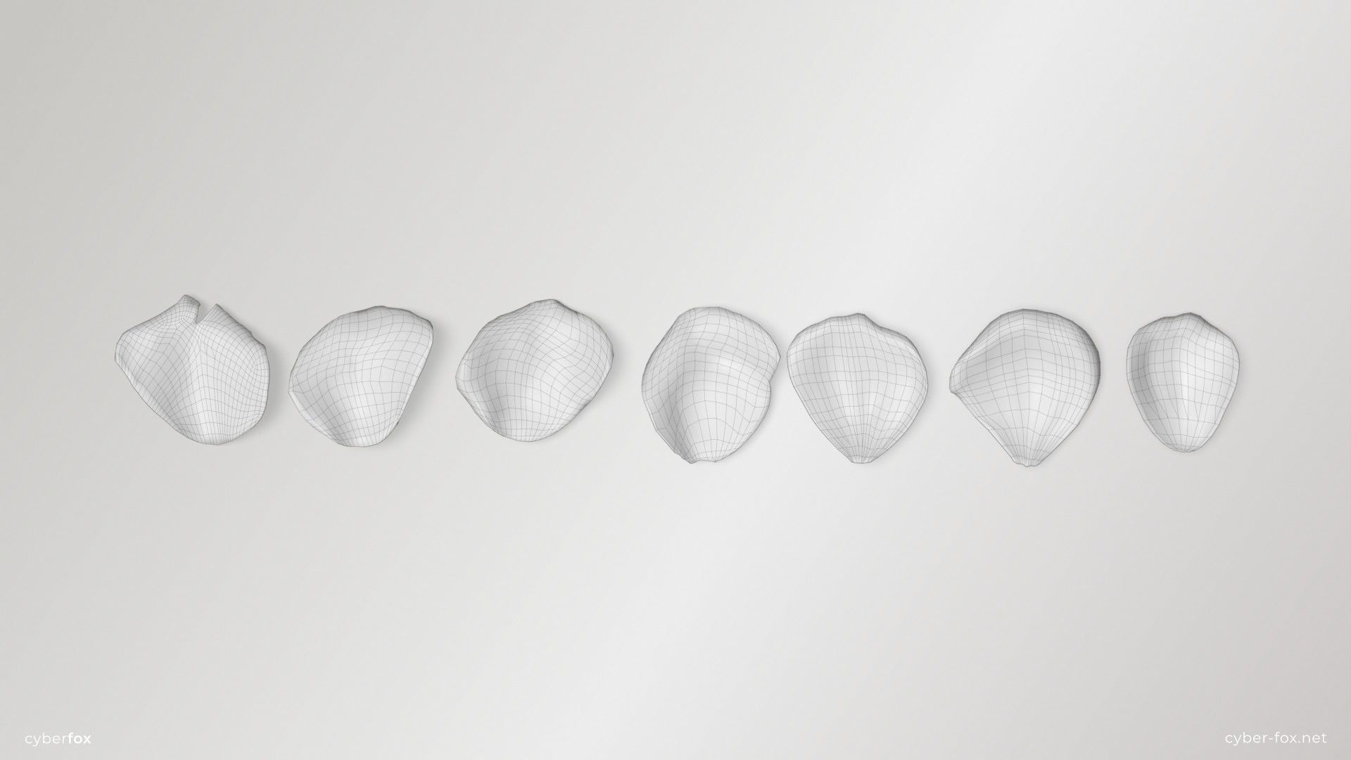 Red Rose Petals Low-poly 3D model_5