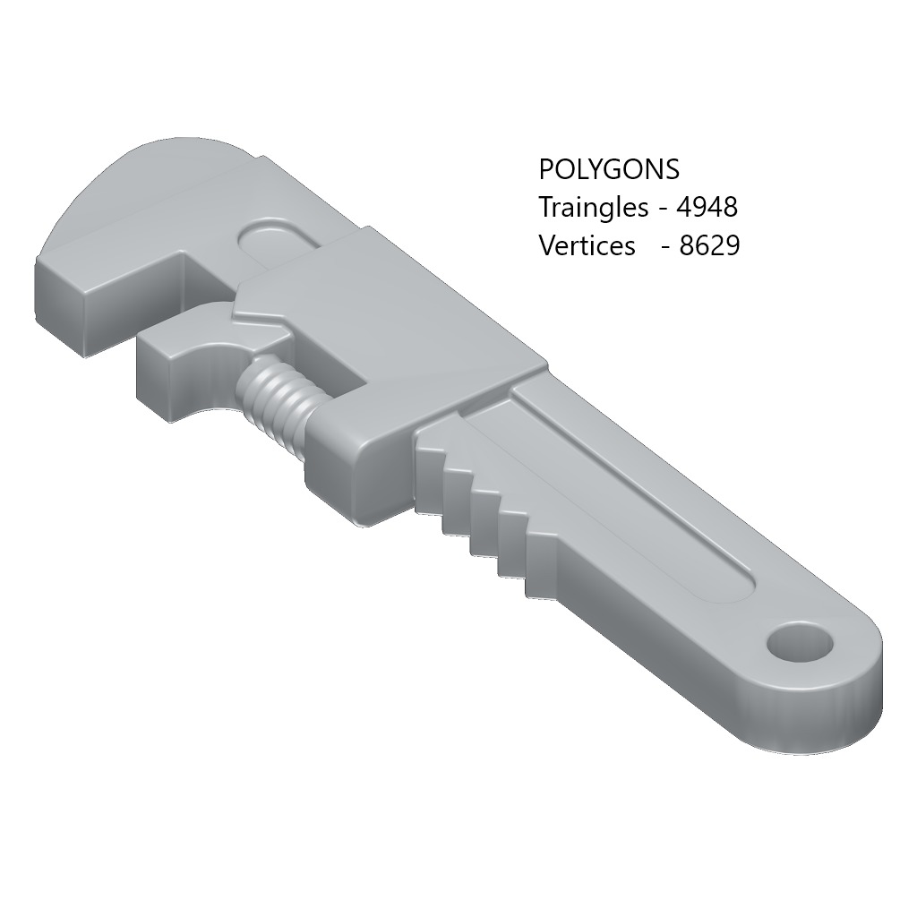 Games Pipe Wrench Toy Low-poly 3D model_1