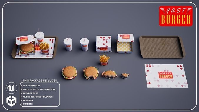 Salad Bacon Burger - Package 3D model 2