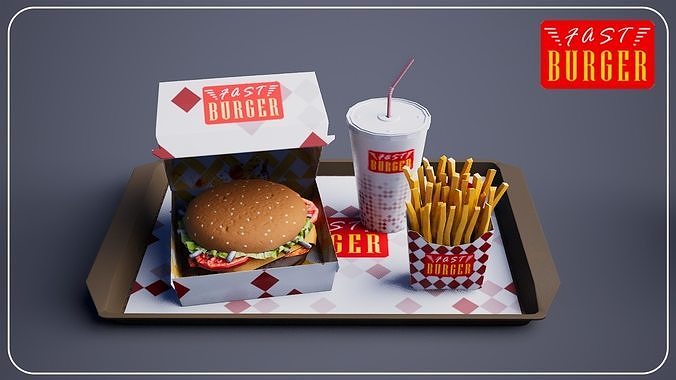 Salad Bacon Burger - Package 3D model 4