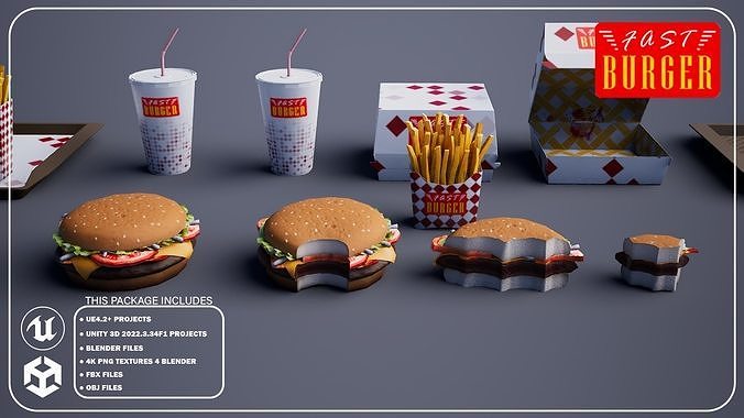 Salad Bacon Burger - Package 3D model 3