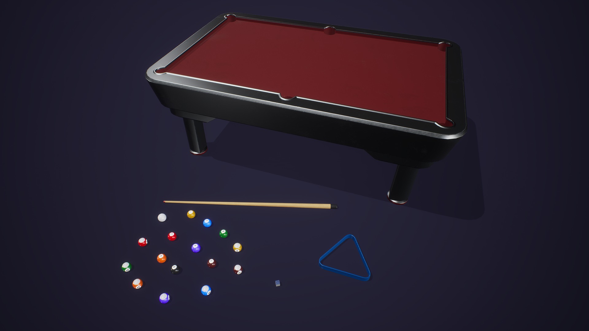 Classic Billiard Table Low-poly 3D model_4