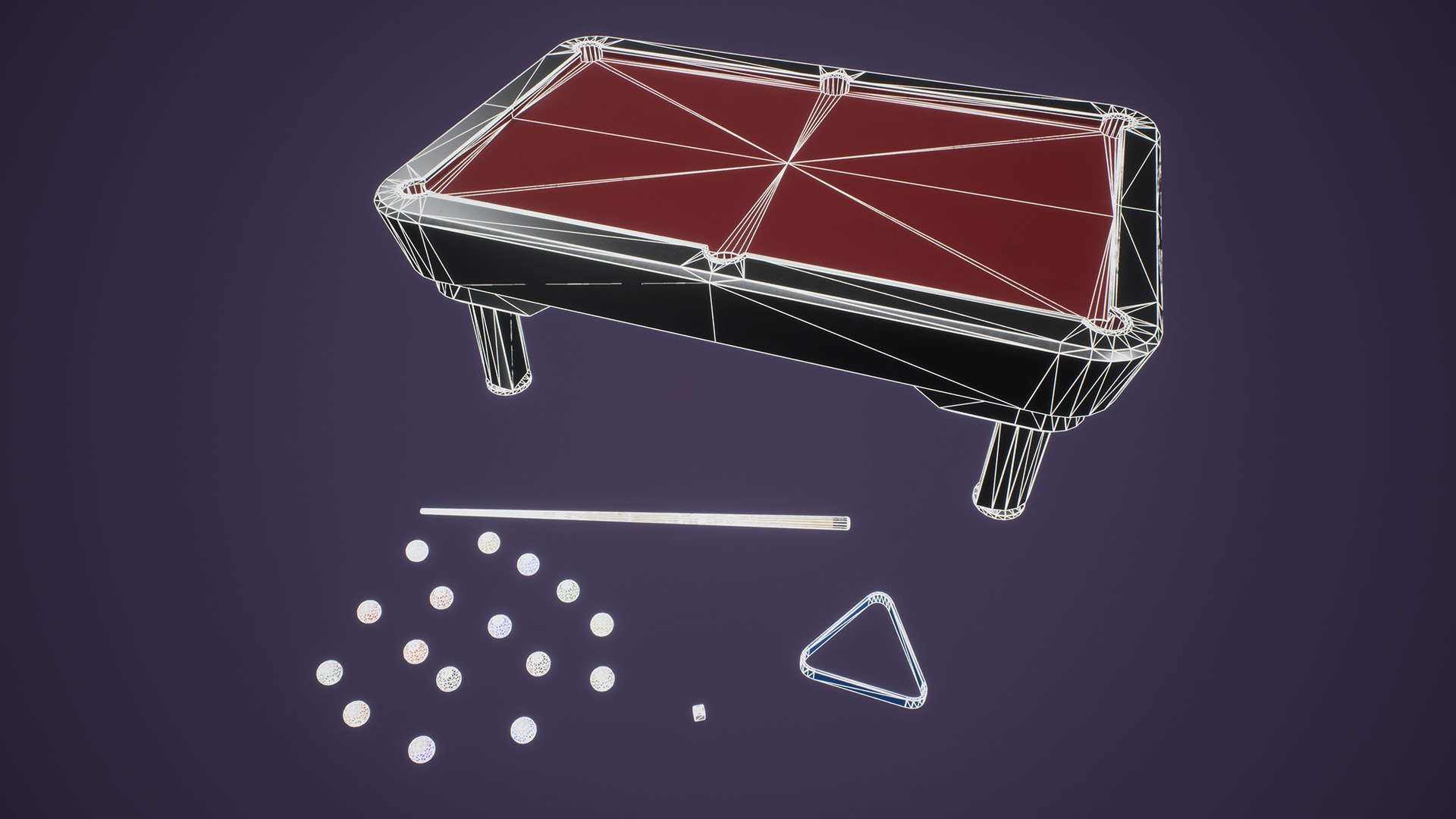 Classic Billiard Table Low-poly 3D model_5