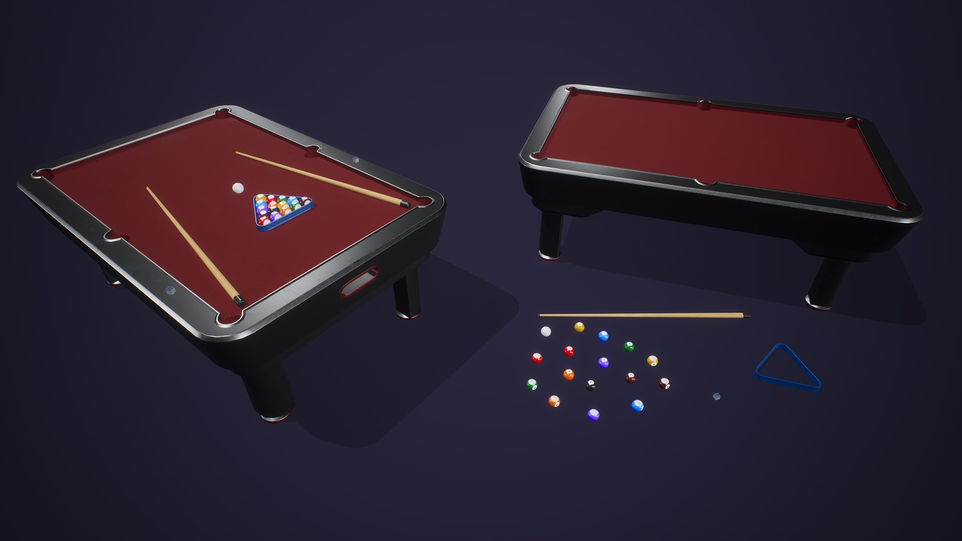 Classic Billiard Table Low-poly 3D model_2