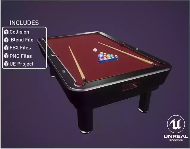 Classic Billiard Table Low-poly 3D model