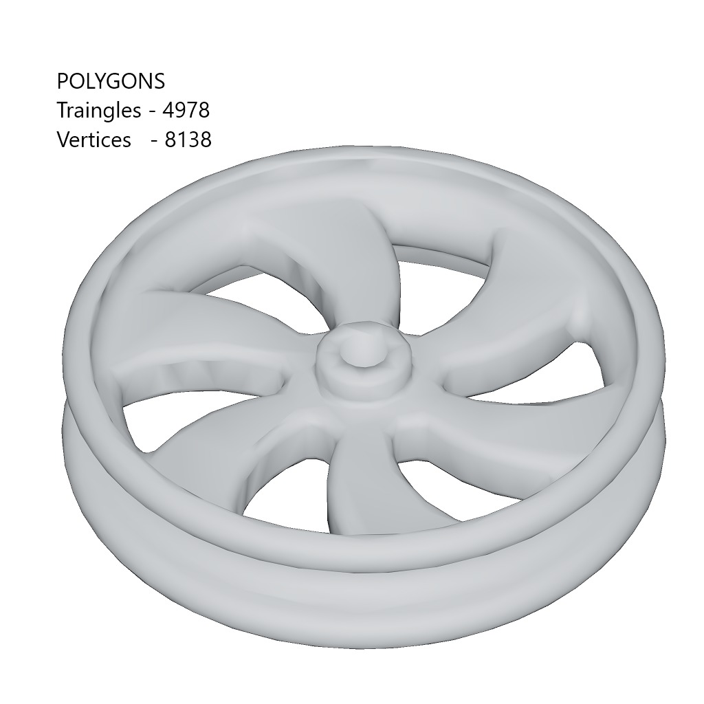 Games Wheel Rim Toy Low-poly 3D model_1