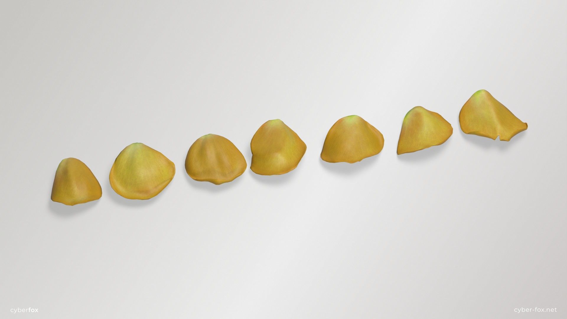 Yellow Rose Petals Low-poly 3D model_3