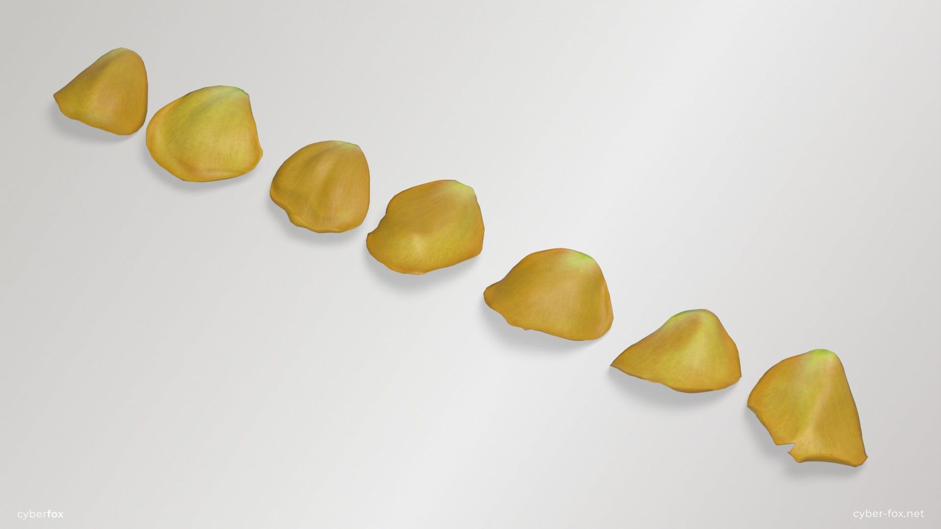 Yellow Rose Petals Low-poly 3D model_1