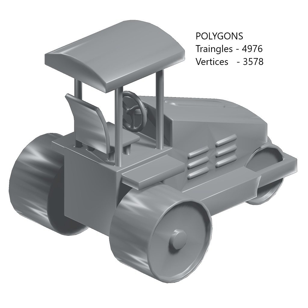 Games Road Roller Toy Low-poly 3D model_1