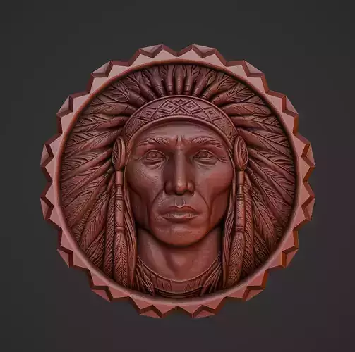 Native American coin Relief for CNC and 3D Printing