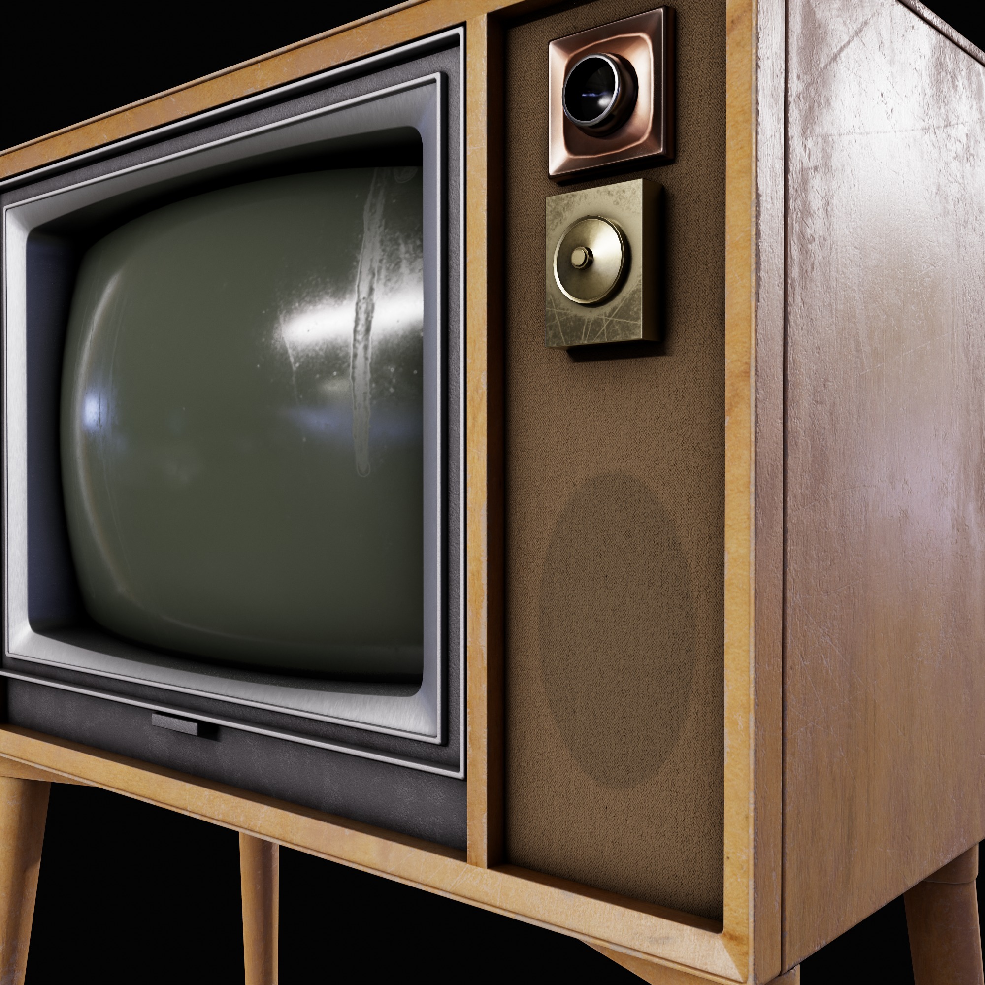 Old Retro TV 60-70s Low-poly 3D model_8