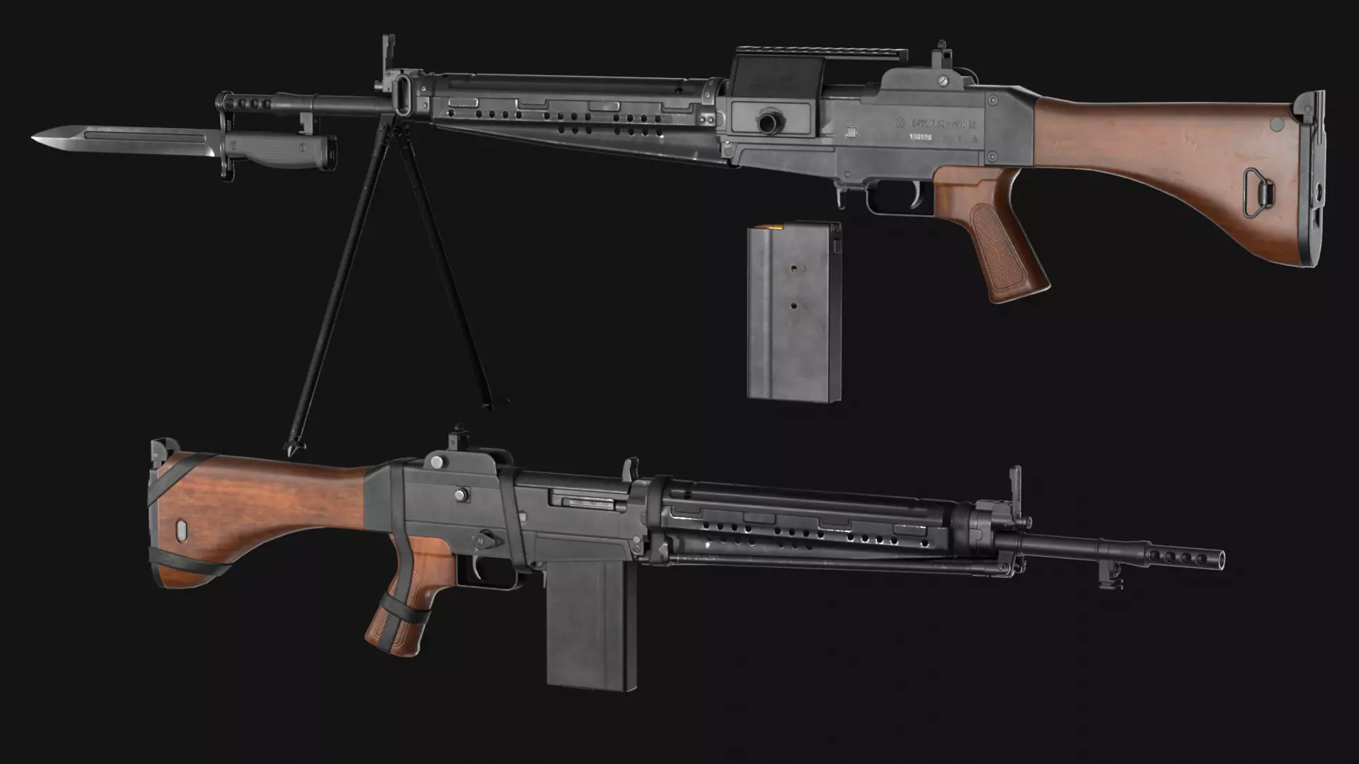 Howa Type 64 - Japanese Battle Rifle - Game Asset Low-poly 3D model_0