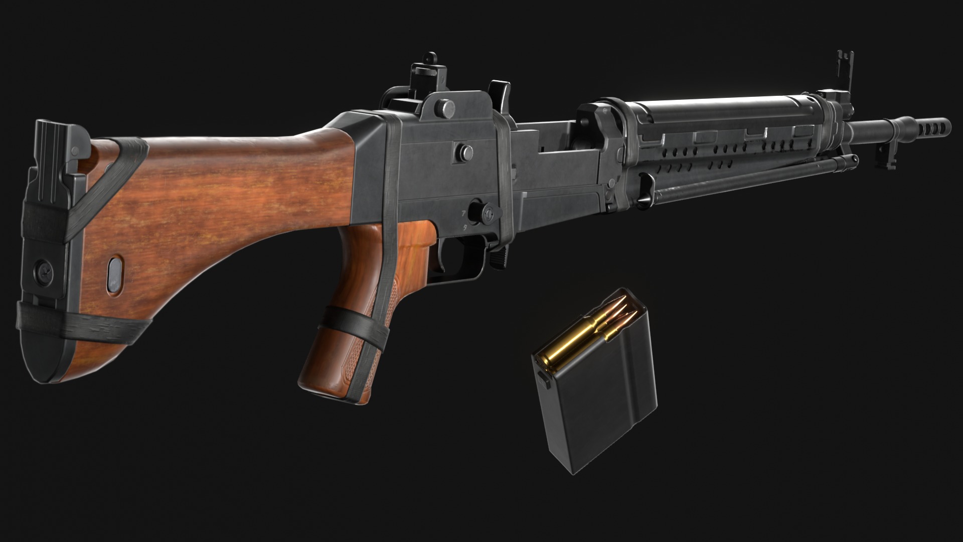 Howa Type 64 - Japanese Battle Rifle - Game Asset Low-poly 3D model_10