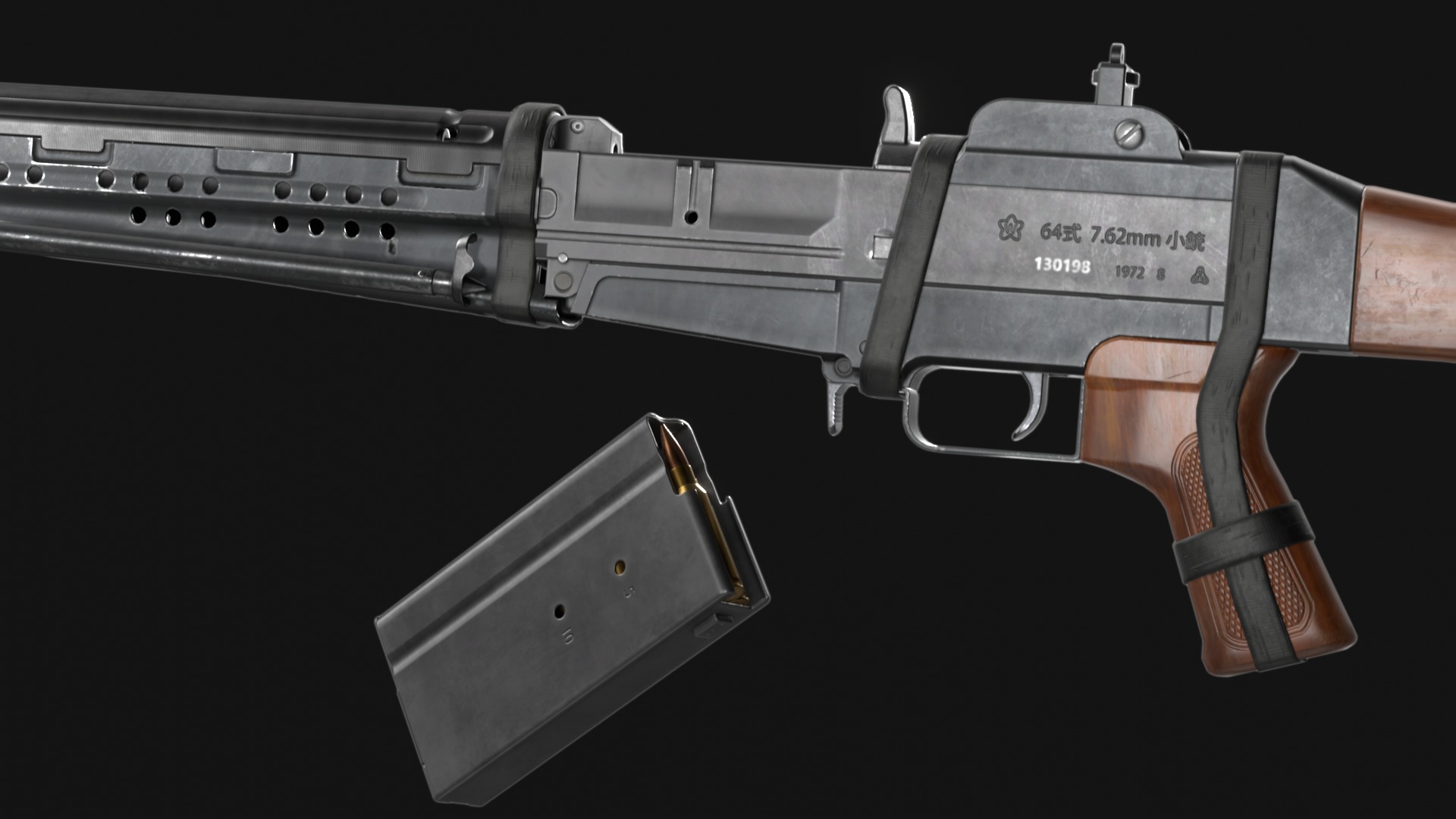 Howa Type 64 - Japanese Battle Rifle - Game Asset Low-poly 3D model_11