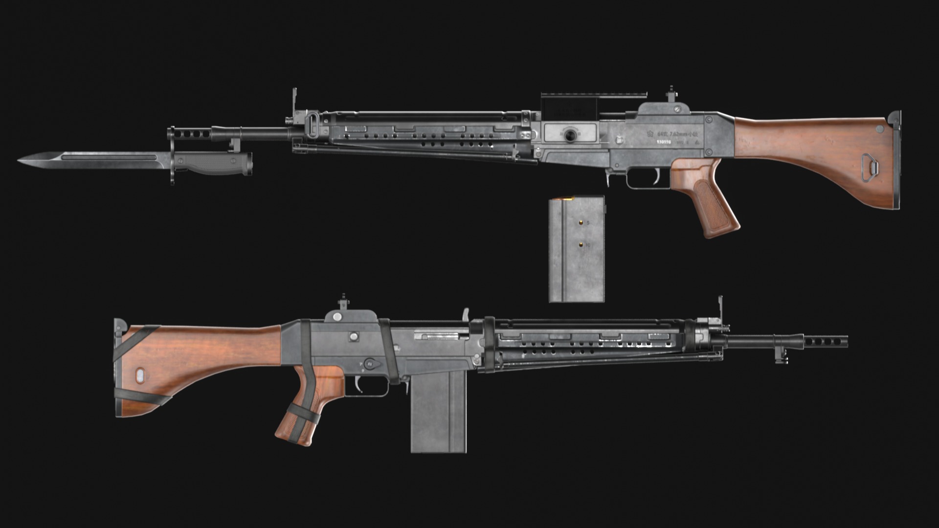 Howa Type 64 - Japanese Battle Rifle - Game Asset Low-poly 3D model_3