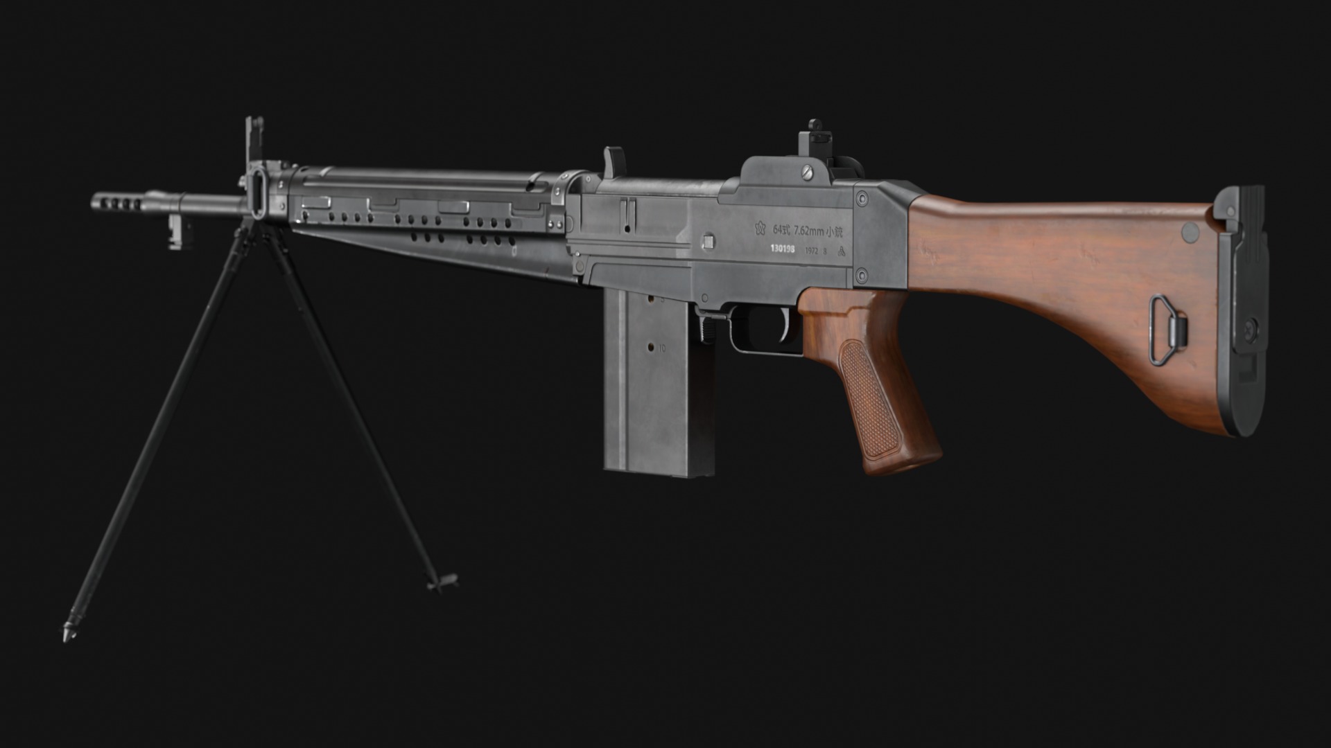 Howa Type 64 - Japanese Battle Rifle - Game Asset Low-poly 3D model_5