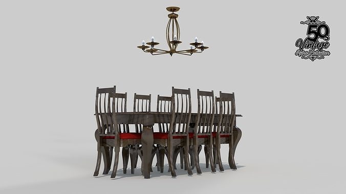 Dining Table 8 Chairs 3D model