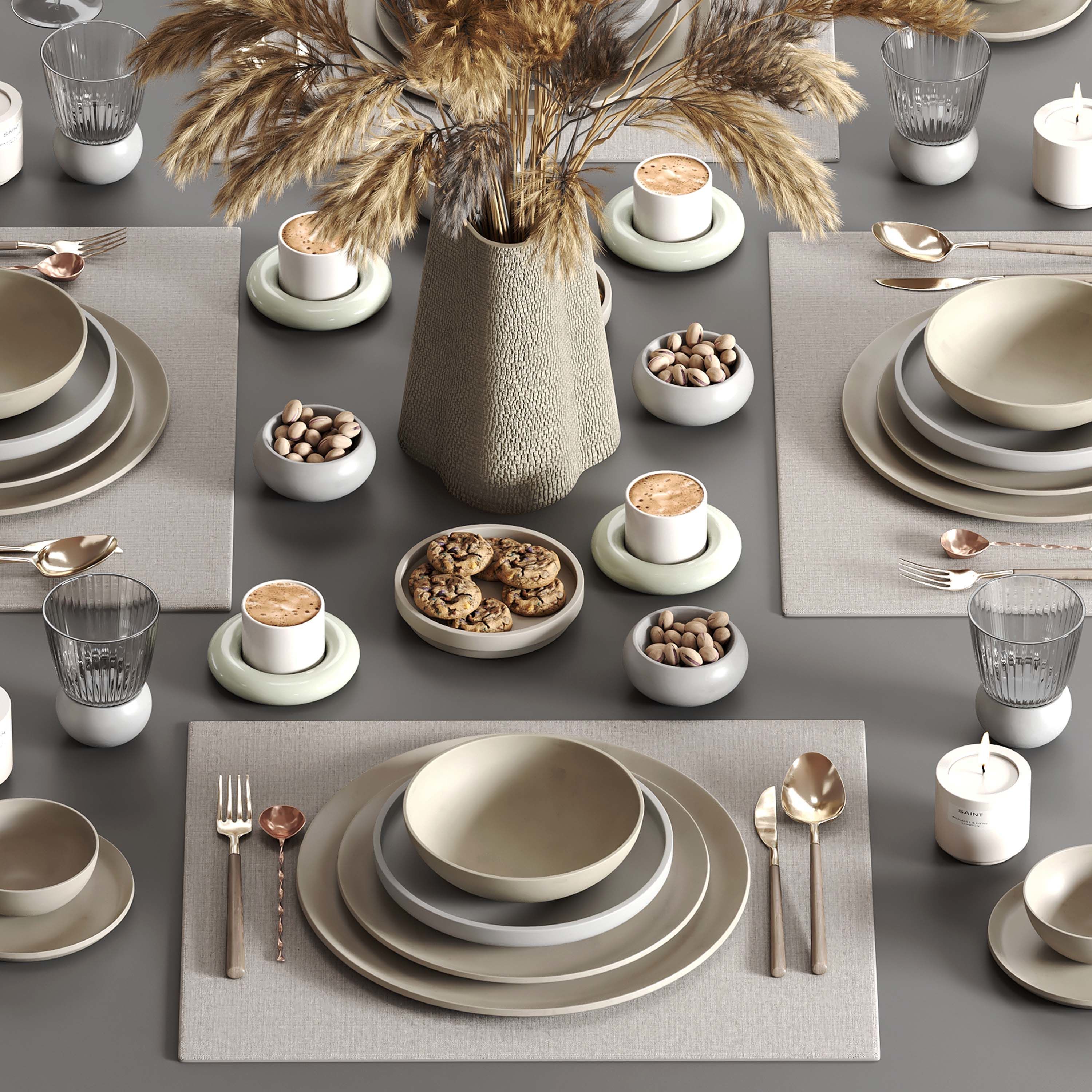 tableware setting N038 Low-poly 3D model_1