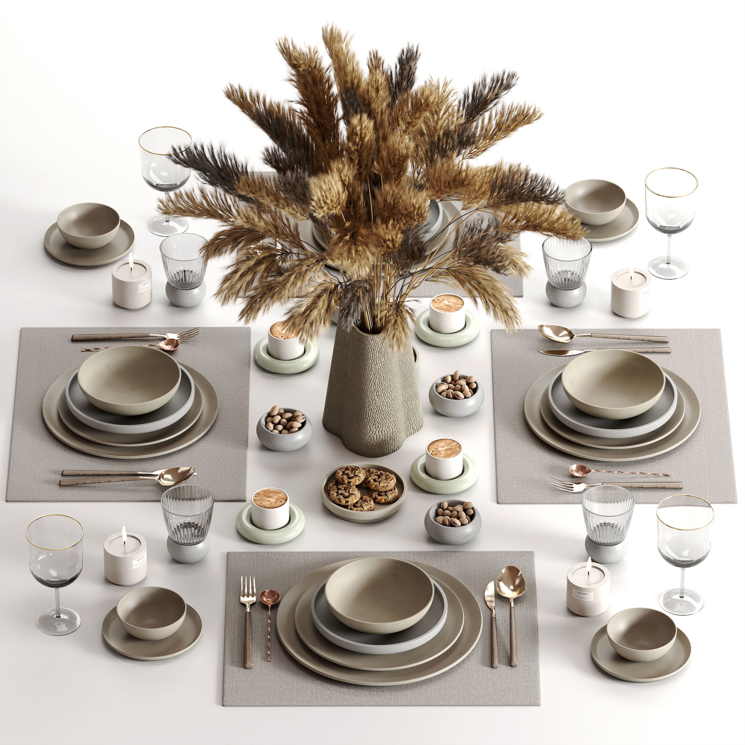 tableware setting N038 Low-poly 3D model_3