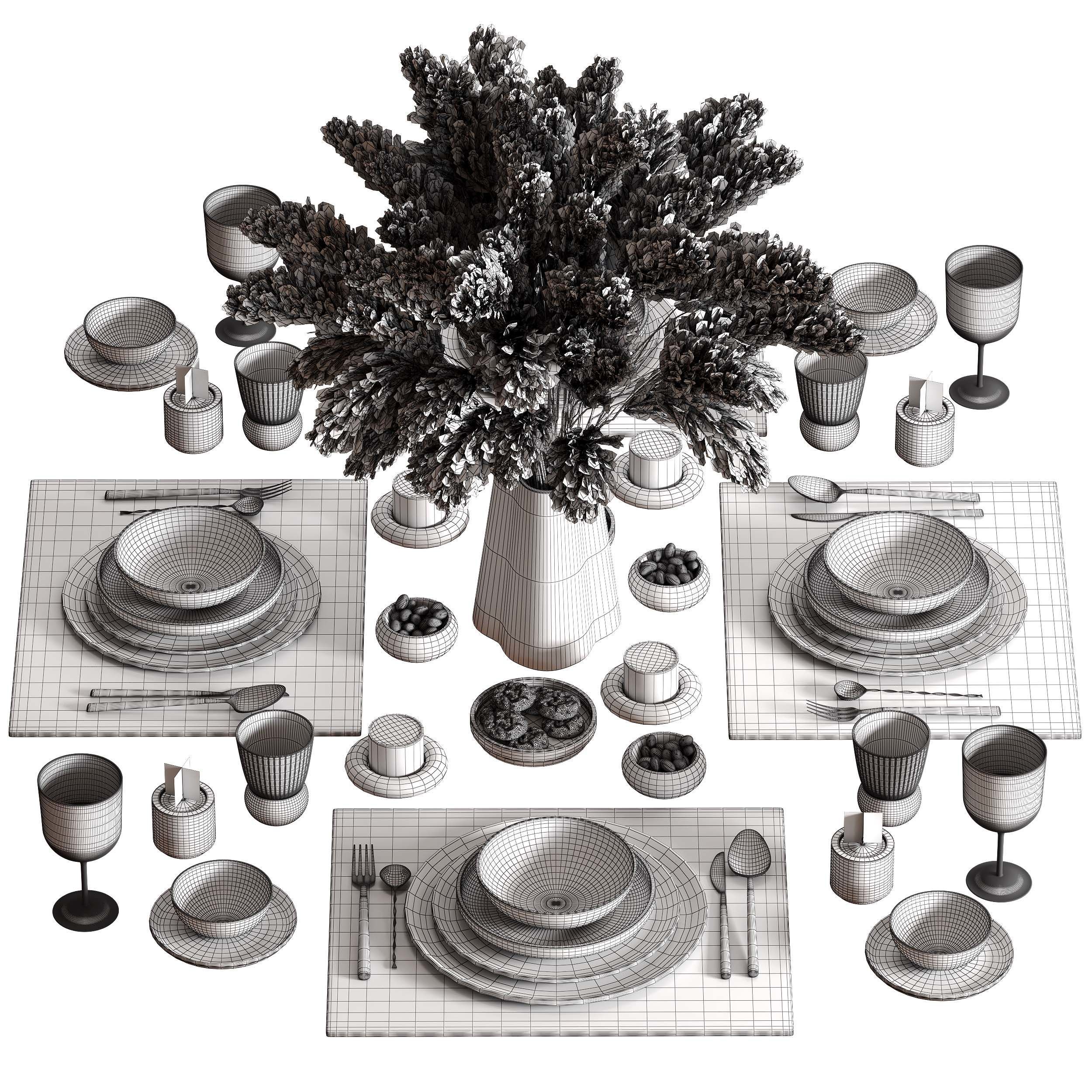 tableware setting N038 Low-poly 3D model_2