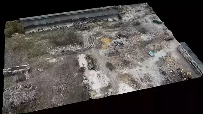 ukraine war destroyed factory ruins drone photogrammetry