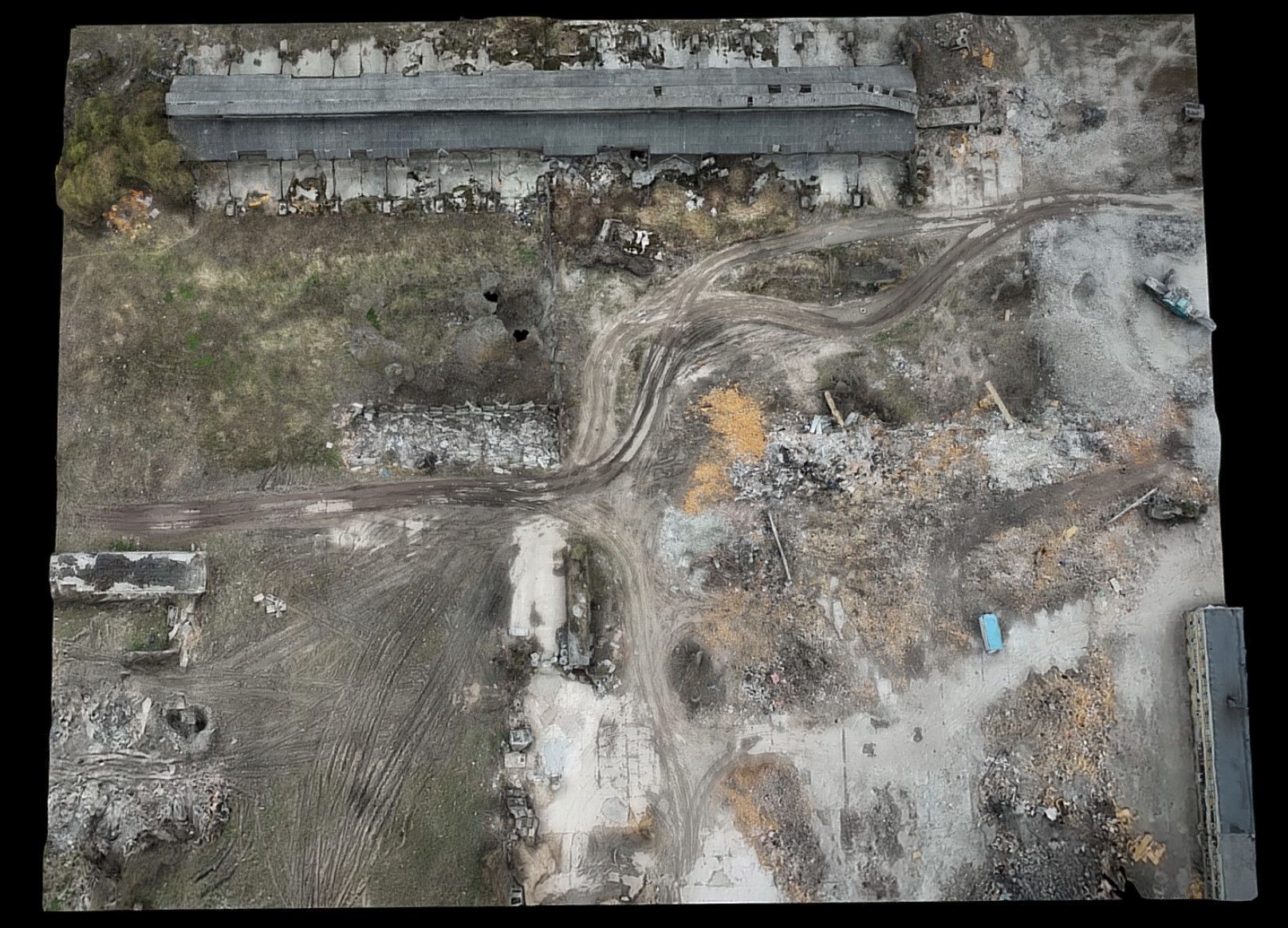 ukraine war destroyed factory ruins drone photogrammetry Low-poly 3D model_2