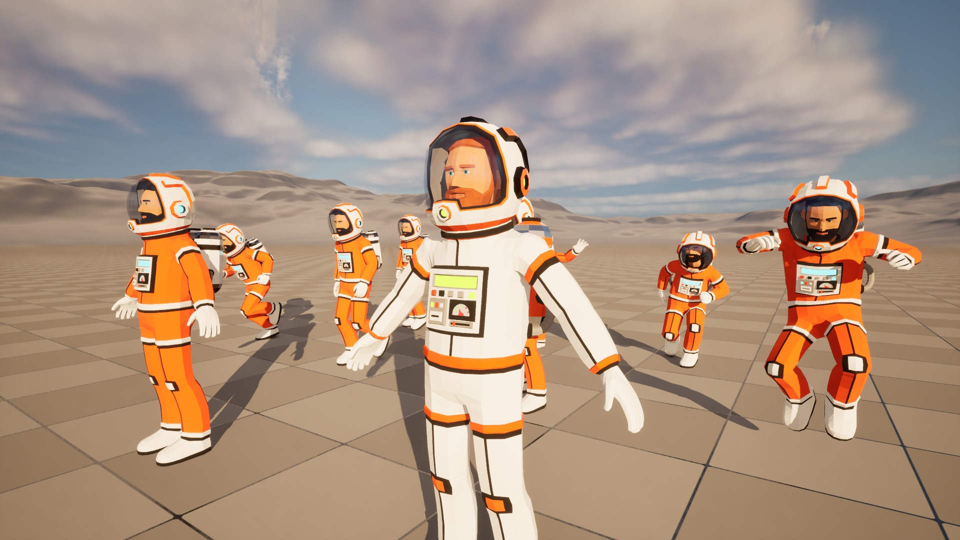 Astronaut in spacesuit low-poly stylized 2 Low-poly 3D model_6