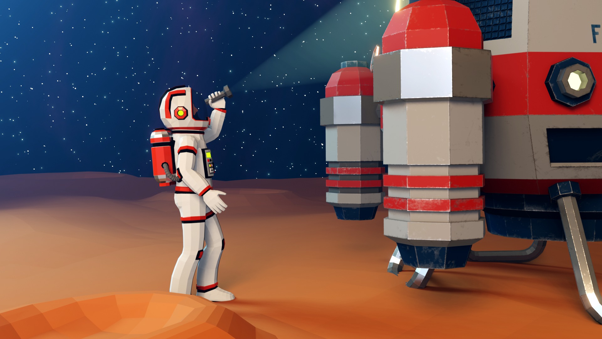 Astronaut in spacesuit low-poly stylized 2 Low-poly 3D model_9