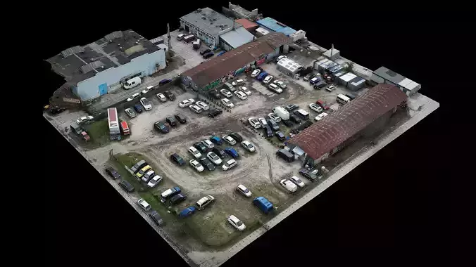 cars abandoned wrecks parking drone photogrammetry