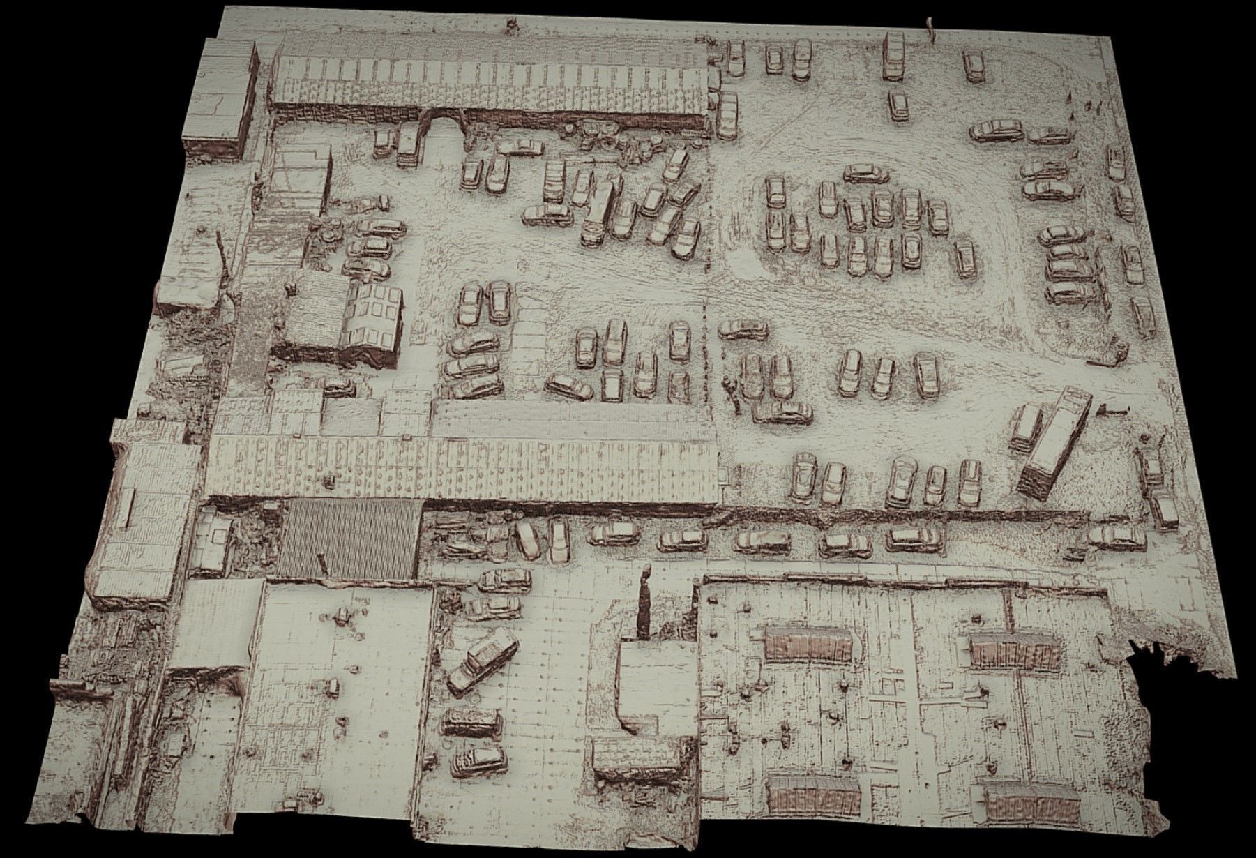 cars abandoned wrecks parking drone photogrammetry Low-poly 3D model_3