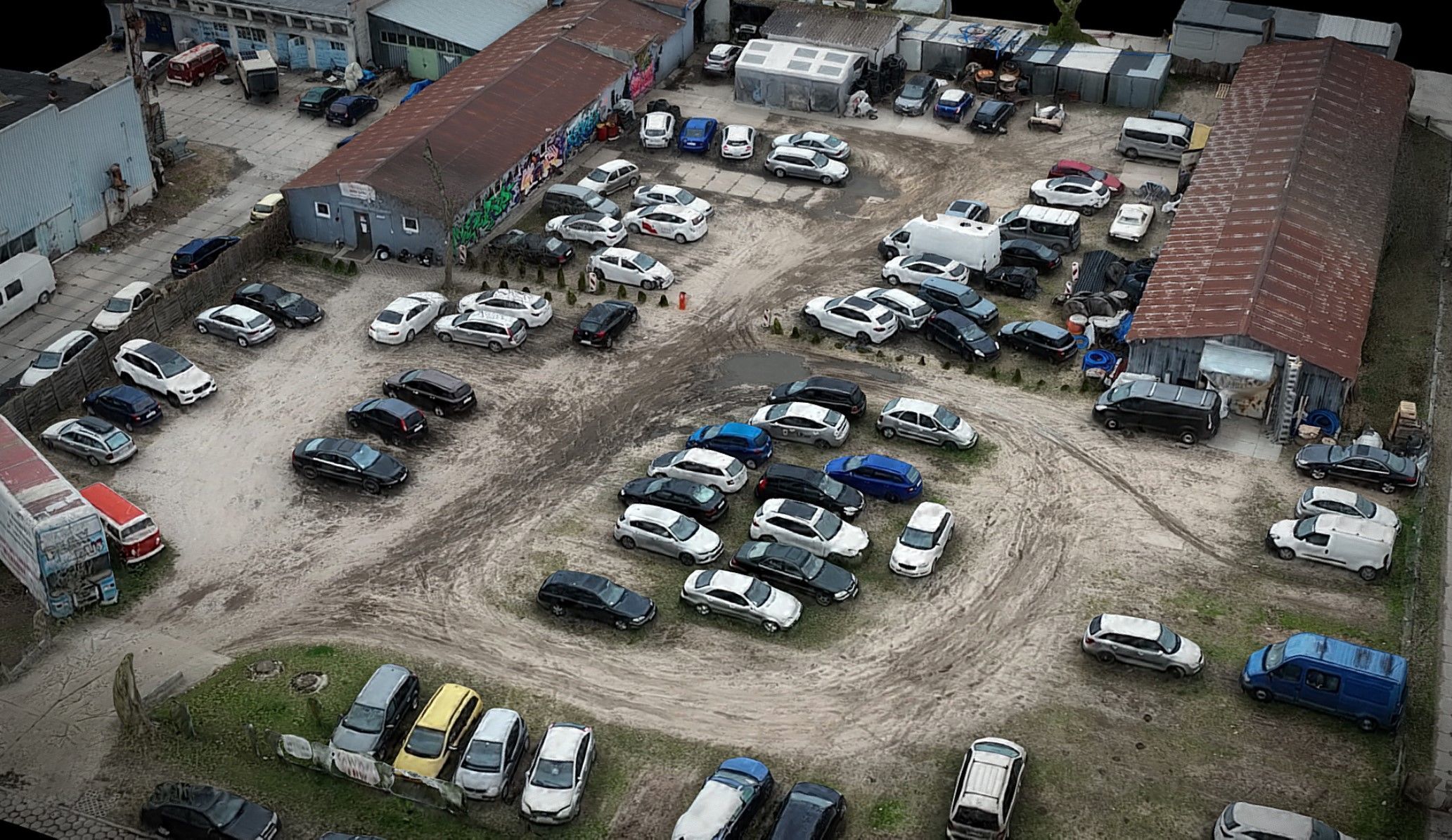 cars abandoned wrecks parking drone photogrammetry Low-poly 3D model_2