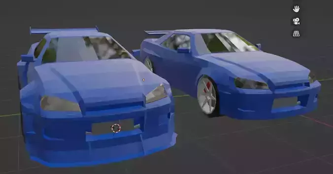 Low Poly Car R34 Custom Functional Damageable
