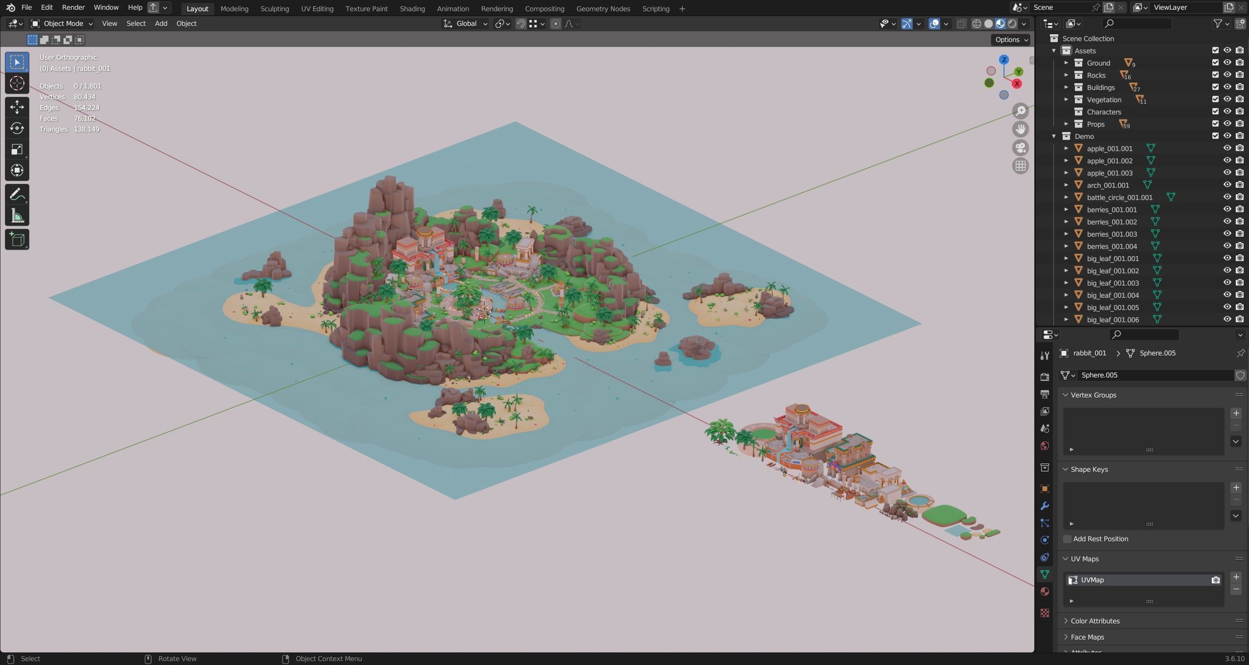 Temple Low-poly 3D model_29