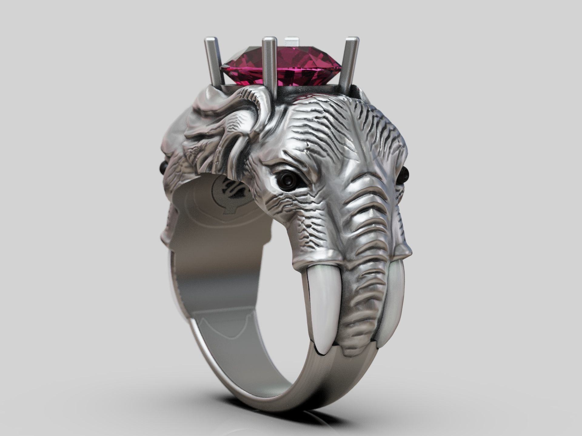 Elephants ring round gem 3D print model_4