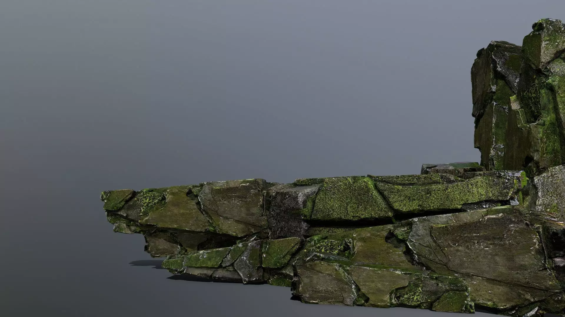 Mossy Rock  Low-poly 3D model_0