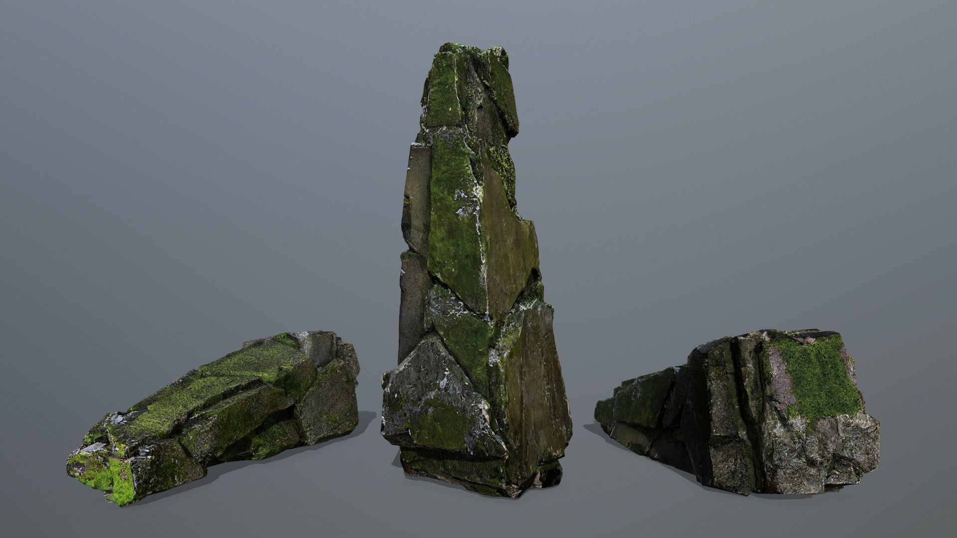 Mossy Rock  Low-poly 3D model_1